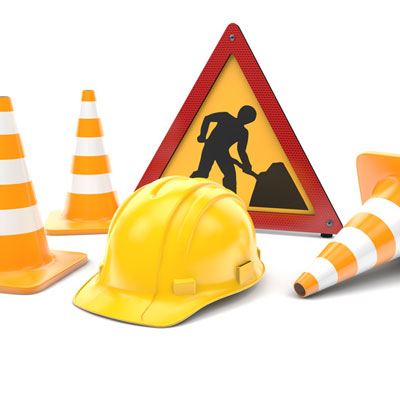 Safety Hazard Cones Hardhat Workers